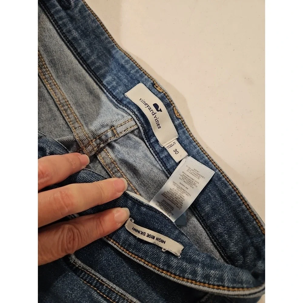 Vineyard Vines Women's High Rise Skinny Stretch Jeans  Sz 30 Raw Hem Denim (1408